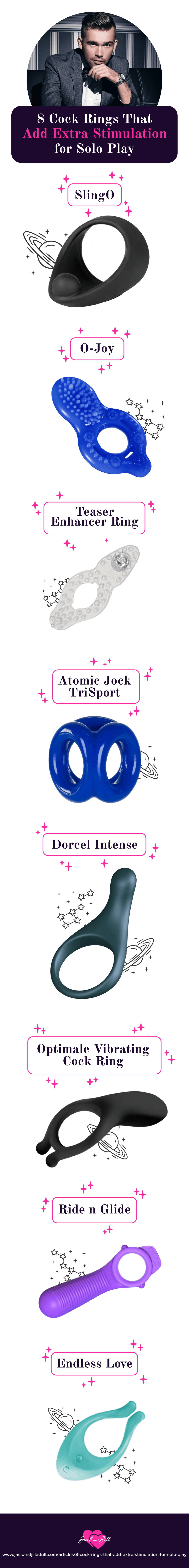 Infographic for 8 Penis Rings That Add Extra Stimulation for Solo Play
