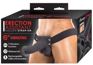 Erection Assistant Hollow Vibrating Strap-On 6″ – Black