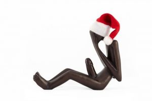 Statuette African men in Santa hats with erection