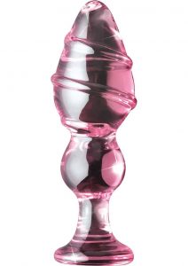 Icicles No 27 Textured Glass Anal Plug in Pink