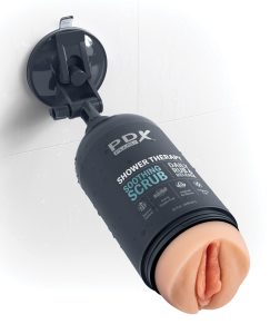 PDX Plus Shower Therapy Soothing Scrub Stroker wall