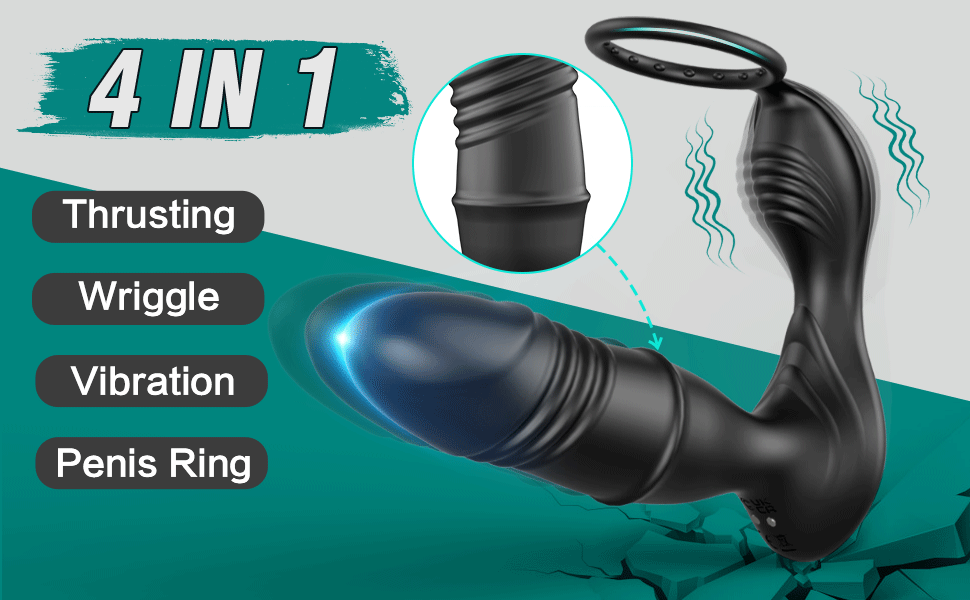 4 in 1 Thrusting Wriggle Vibration Penis Ring
